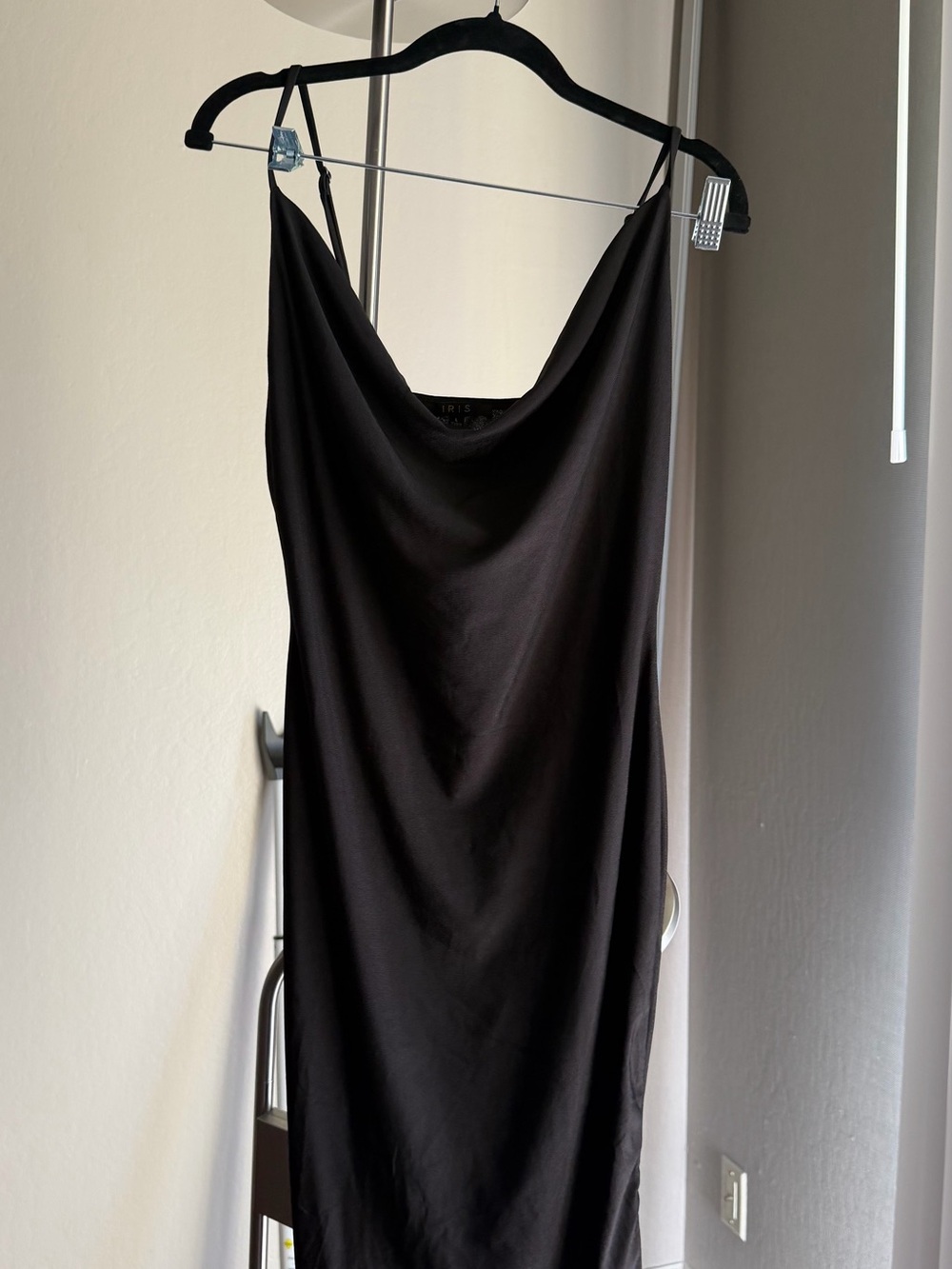 iris Strapless Cowl Neck Midi Dress - Black
